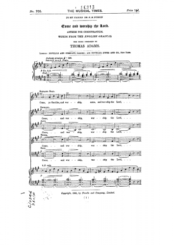 Adams I - Come and Worship the Lord - Score