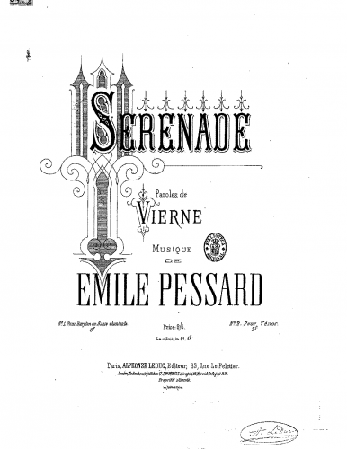 Pessard - Dalila - Vocal Score Sérénade - Score
