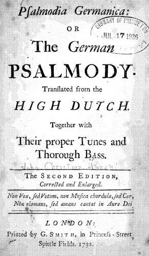 Jacobi - Psalmodia Germanica - Score