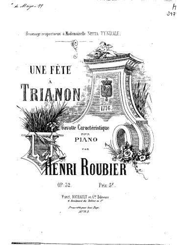 Roubier - Une fête à Trianon - Piano Score - Score