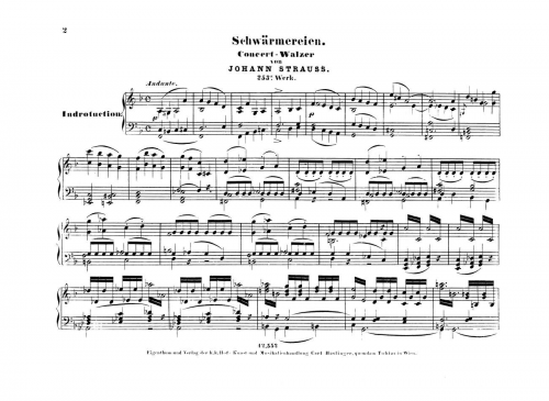 Strauss Jr. - Schwärmereien Concert-Walzer, Op. 253 - For Piano solo - Score