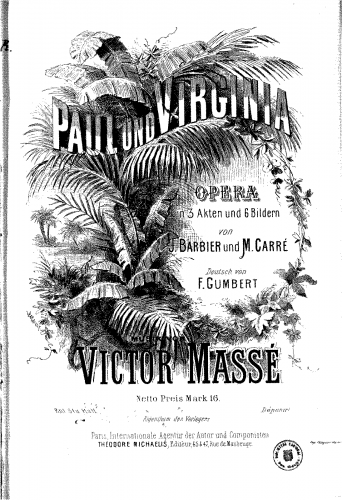 Massé - Paul et Virginie - Vocal Score - Score