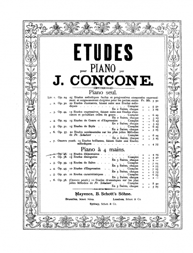 Concone - 15 études élémentaires, Op. 46 - Score