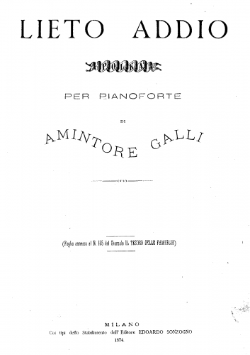 Galli - Lieto addio - Piano Score - Score