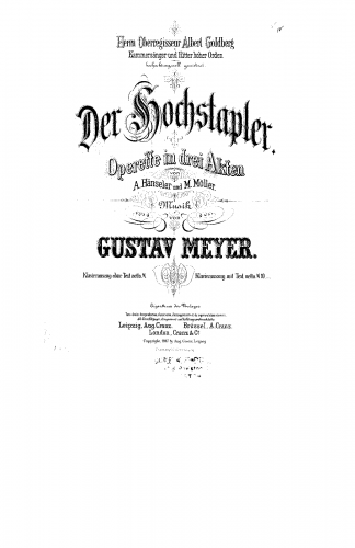 Meyer - Der Hochstapler - Vocal Score - Score