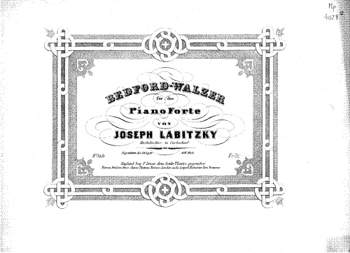 Labitzky - Bedford-Walzer - For Piano solo - Score