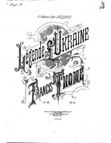 Thomé - Légende de l'Ukraine - Piano Score - Score