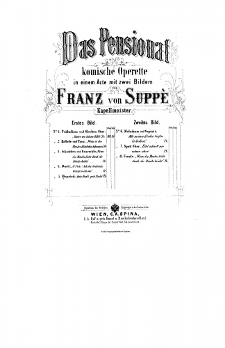 Suppé - Das Pensionat - Vocal Score - Score