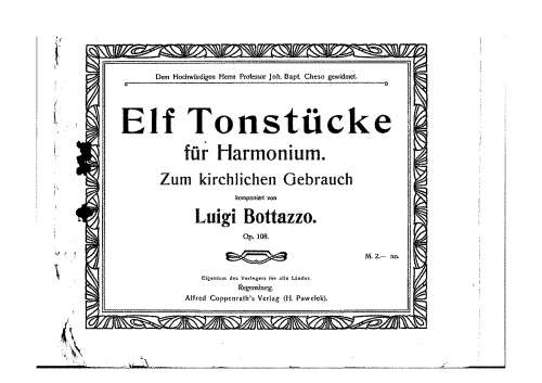 Bottazzo - Elf Tonstücke für Harmonium zum kirchlichen Gebrauch - Score