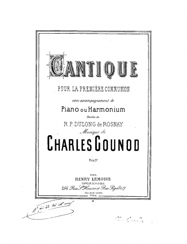 Gounod - Cantique pour la première communion - Score