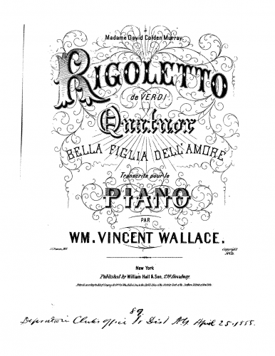 Verdi - Rigoletto - Quartet: 'Bella figlia dell'amore' (Act III, No. 18) For Piano Solo (Wallace) - Score