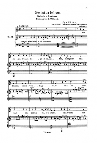 Loewe - Gesammelte Lieder, Gesänge, Romanzen und Balladen, Op. 9 - 4. Geisterleben 