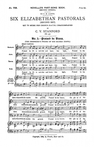 Stanford - 6 Elizabethan Pastorals (Second Set), Op. 53 - 3. Praised be Diana