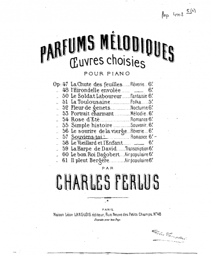 Ferlus - Souviens-toi - Piano Score - Score