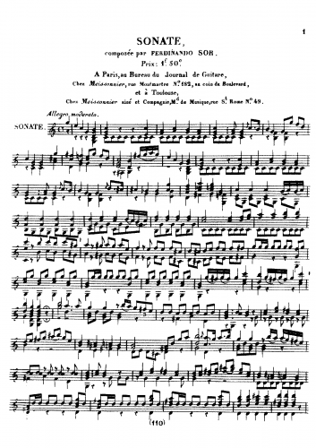 Sor - Guitar Sonata in C major - Guitar Scores - Score