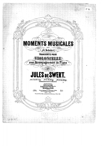 Schubert - 6 Moments musicaux - Allegro moderato in F minor (No. 3) For Cello and Piano (Swert)