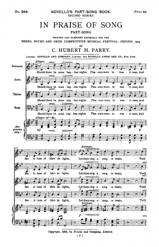 Parry - In Praise of Song - Score