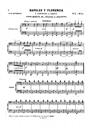 Duvernoy - Naples et Florence - Score