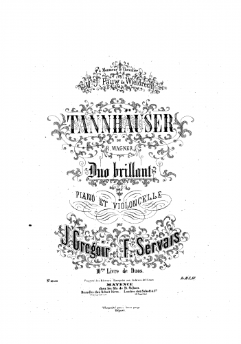 Servais - Fantasie über Tannhäuser - Piano Score