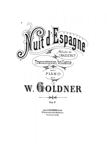 Goldner - Transcription brillante sur 'Nuit d'Espagne' - Score