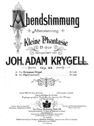 Krygell - Abendstimmung - For Harmonium - Score
