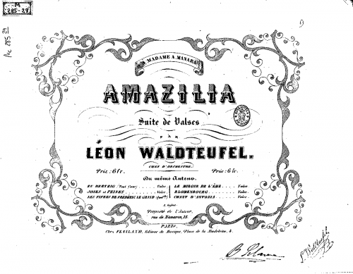 Waldteufel - Amazilia - Piano Score - Score