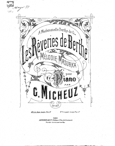 Micheuz - Les rêveries de Berthe - Score