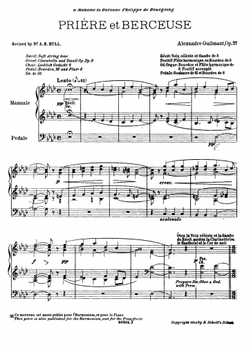 Guilmant - Prière et berceuse, Op. 27 - Score