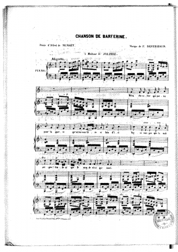 Destribaud - Chanson de Barberine - Score