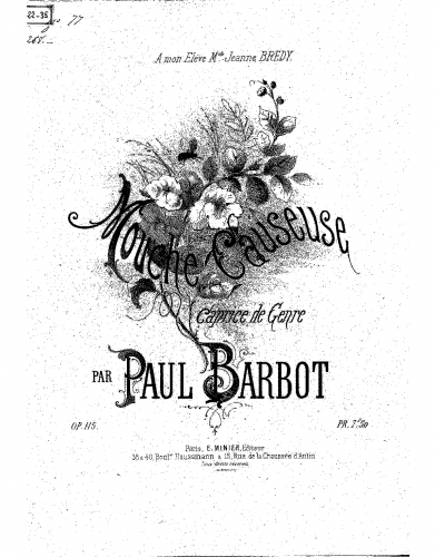 Barbot - Mouche causeuse - Piano Score - Score