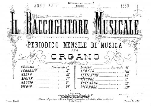 Alberti - Contributions to the Raccoglitore Musicale - Organ Scores - October 1880 issue: Complete Score