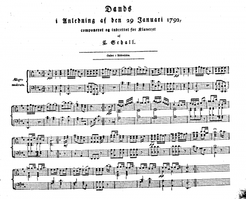 Schall - Dands i Anledning af den 29 Januari 1792 - Score