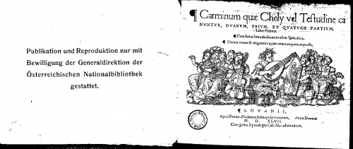 Phalèse - Carminum quae chely vel testudine canuntur - Score