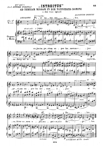 Donini - Introitus ad tertiam Missam in die Nativitatis Domini - Vocal Score