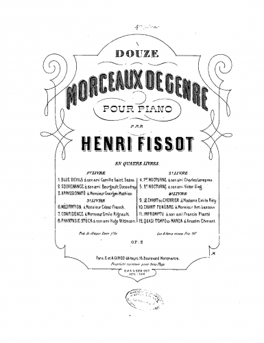 Fissot - Douze morceaux de genre - Score
