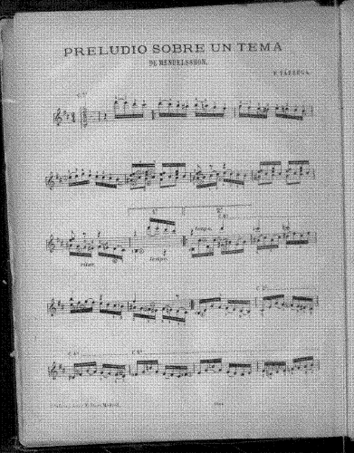 Tárrega - Preludio sobre un tema de Mendelssohn - Score