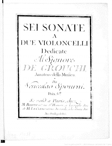 Spourni - 6 Sonatas for 2 Cellos - Score