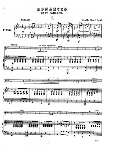 Sivori - 2 Romances sans Paroles, Op. 23 - 1. Andante - Piano score