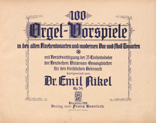 Nikel - 100 Orgel-Vorspiele - Score