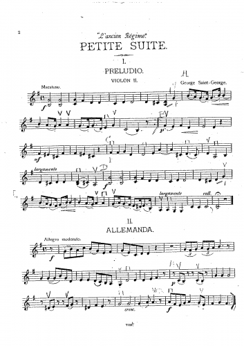Saint-George - L'ancien régime, Suite No. 1 - For 2 Violins and Piano - Violin 2