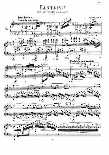Leybach - Fantaisie sur un Theme allemand, Op. 5 - Score