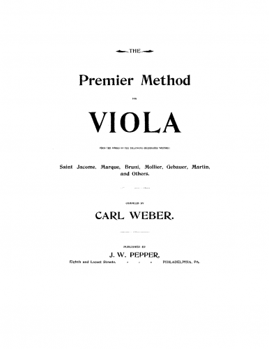 Weber - Premier Method for Viola - Score