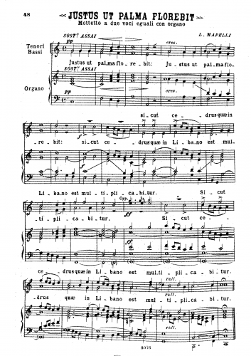 Mapelli - Justus ut palma florebit - Vocal Score