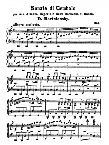 Bortniansky - Sonata di Cembalo - Score