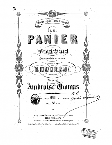 Thomas - Le panier fleuri - Vocal Score - Score