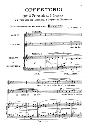 Ramella - Lauda Jerusalem - Vocal Score