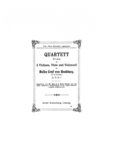 Hochberg - 2 String Quartets - Score