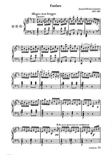 Lemmens - Fanfare; from ''Ãcole d'orgue'', Part II,no. 27 - For Harmonium - Score