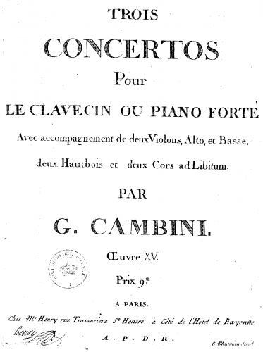 Cambini - 3 Piano Concertos