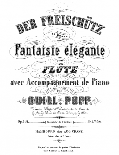 Popp - Fantaisie elegante sur 'Der Freischütz' - Score